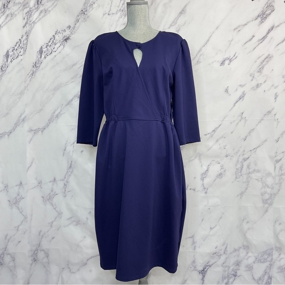 eShakti | Navy 3/4 Sleeve Dress | XL (18) - Picture 1 of 9